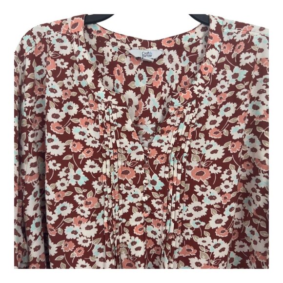 Croft & Barrow Womens Plus SZ 3X Floral Print Blouse 3/4 Sleeve 1/2 Button Front - Picture 13 of 13